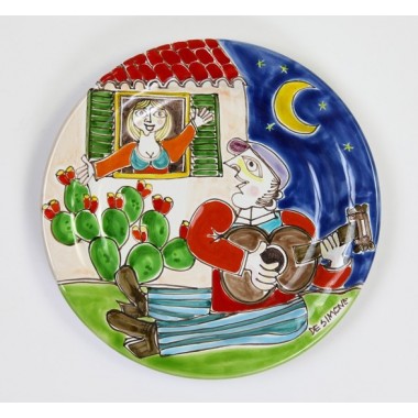 sicilian ceramic handmade Circular Plate serenade de simone pottery DS 18 cm PT18DS-11 sicilian ceramic handmade Circular Plate serenade de simone pottery DS 18 cm PT18DS-11